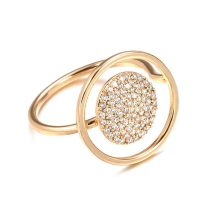 Stunning Ladies' Ring adorned with Full - Coverage Cubic Zirconia in 585 Rose Gold