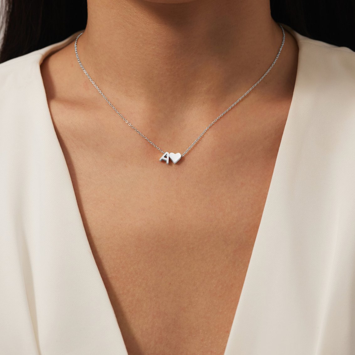 Timeless Silver Necklace with Personalized Letter Charm