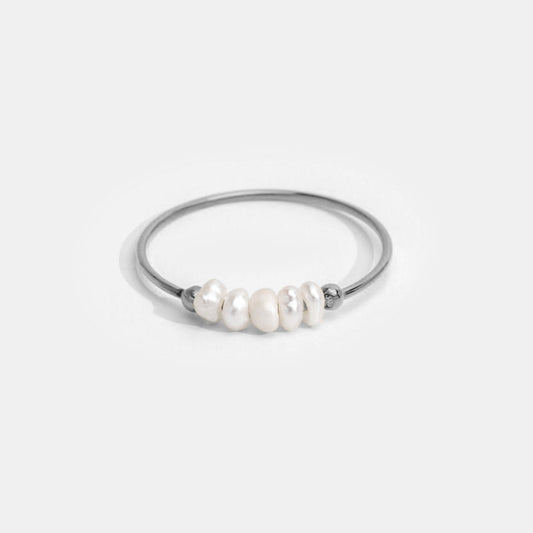 Timeless Silver Ring Adorned with Freshwater Pearls