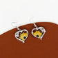 Vintage Boho Sunflower & Bee Heart Dangle Earrings