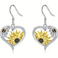 Vintage Boho Sunflower & Bee Heart Dangle Earrings