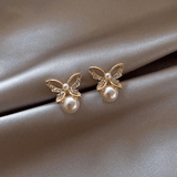 Vintage Butterfly Pearl Earrings