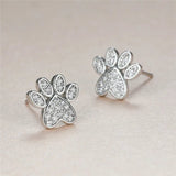 White Zirconia Paw Studs – Heart - Shaped Design