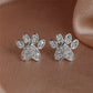 White Zirconia Paw Studs – Heart - Shaped Design