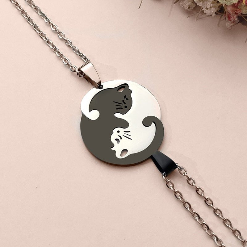 Yang™ — Ying yang cat stainless steel necklace