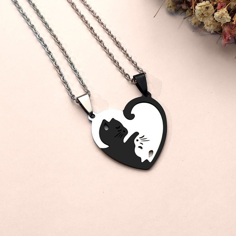 Yin™ — Ying yang black and white cat necklace