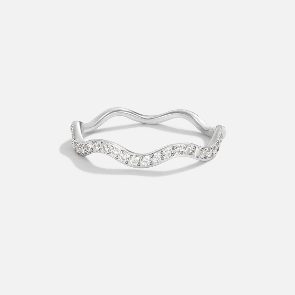 Zenya Silver Wave Crystal Ring