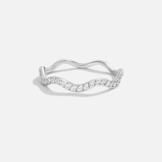 Zenya Silver Wave Crystal Ring